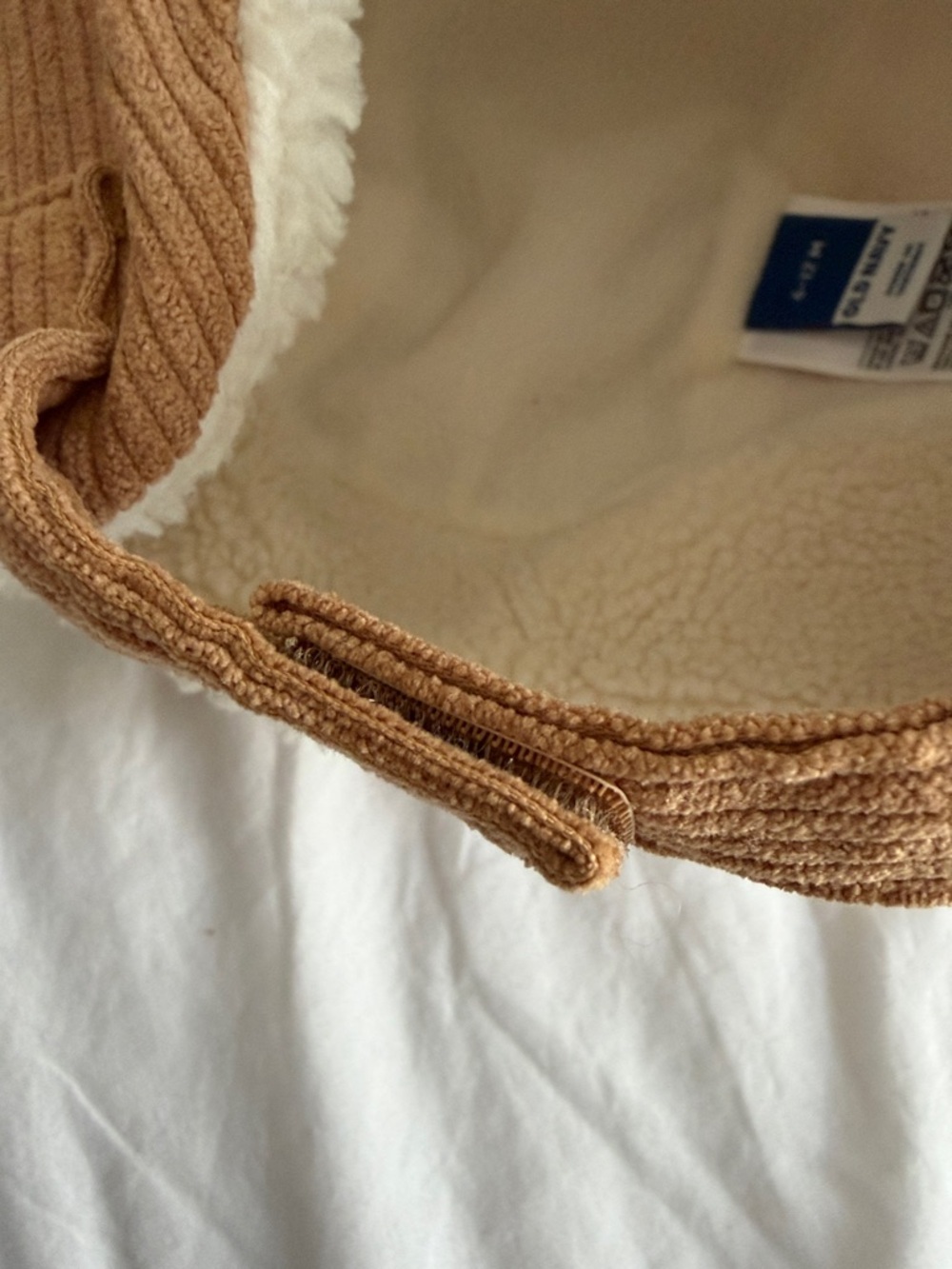 Kids Brown Corduroy Sherpa-Lined Trapear Hat 6-12months - Picture 4 of 6